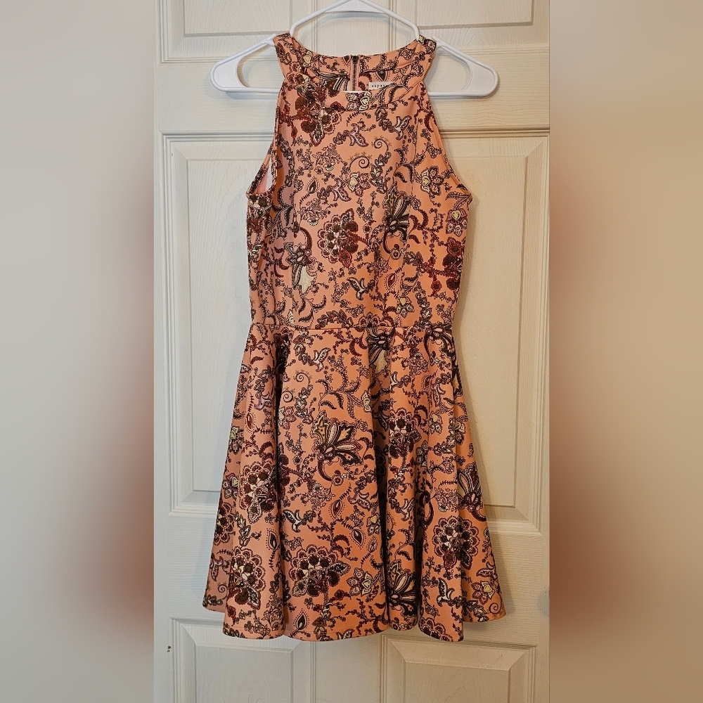Copper Key Peach Floral Print Mini Dress